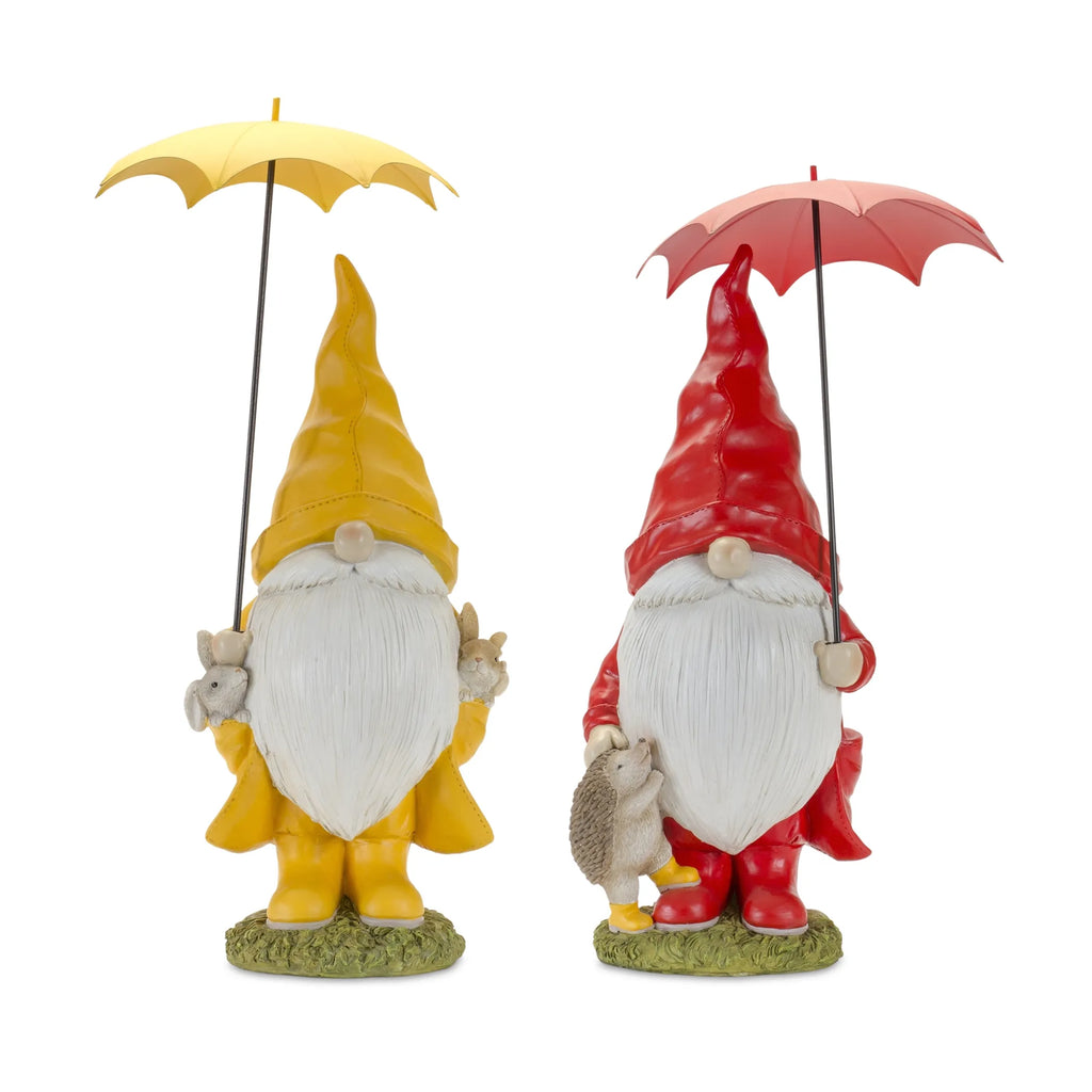 Garden Gnome w/Umbrella (Set of 2) 21"H, 23"H Resin
