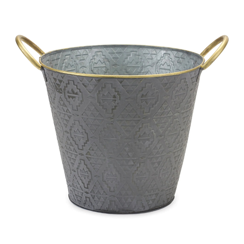 Metal Aztec Pail Planter