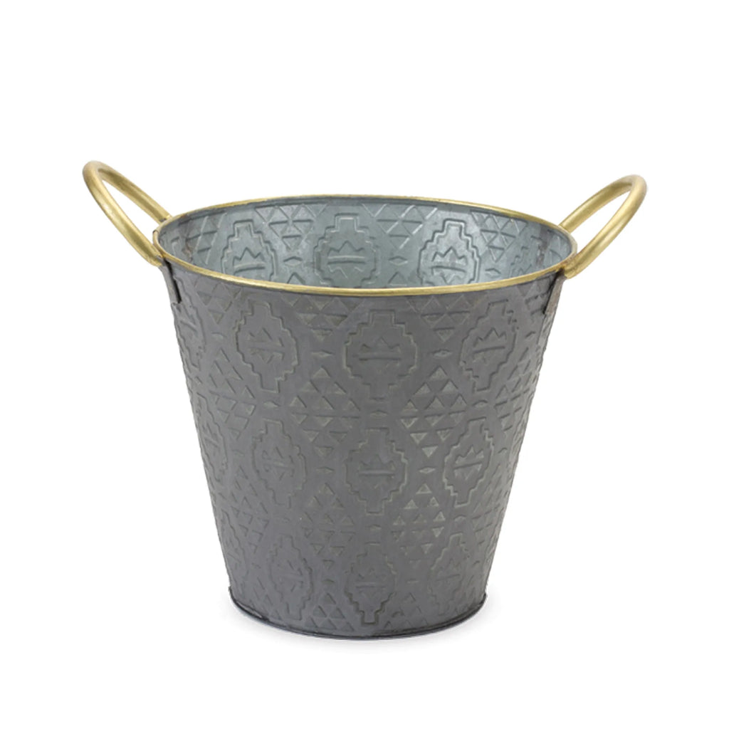 Metal Aztec Pail Planter