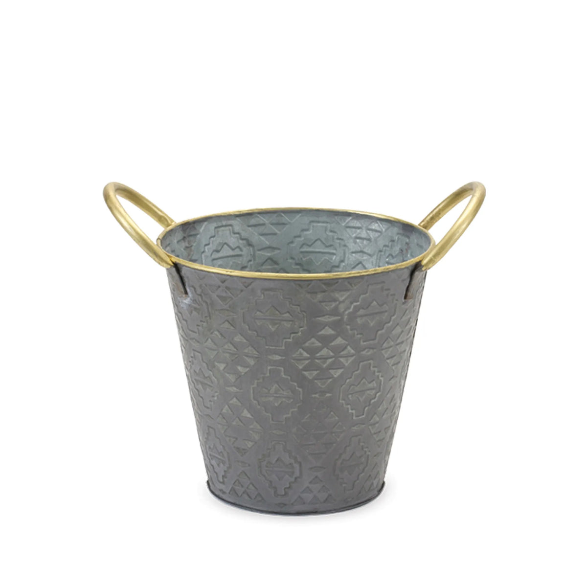 Metal Aztec Pail Planter