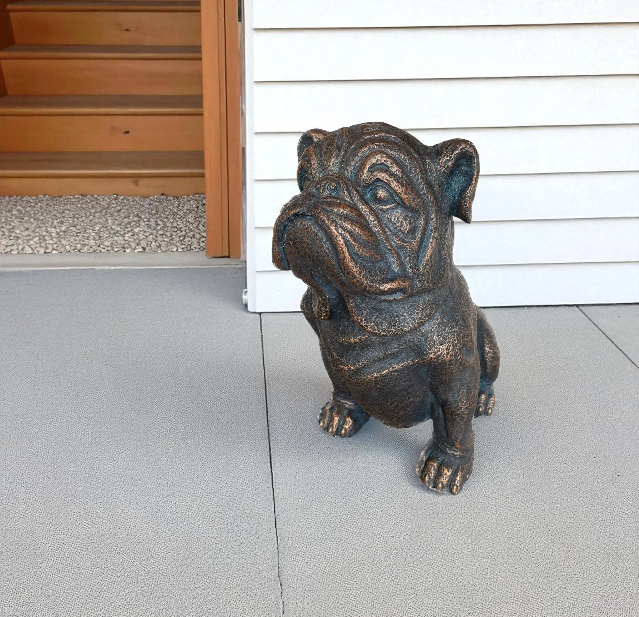 Antiqued Bronze Bulldog Outdoor Statue