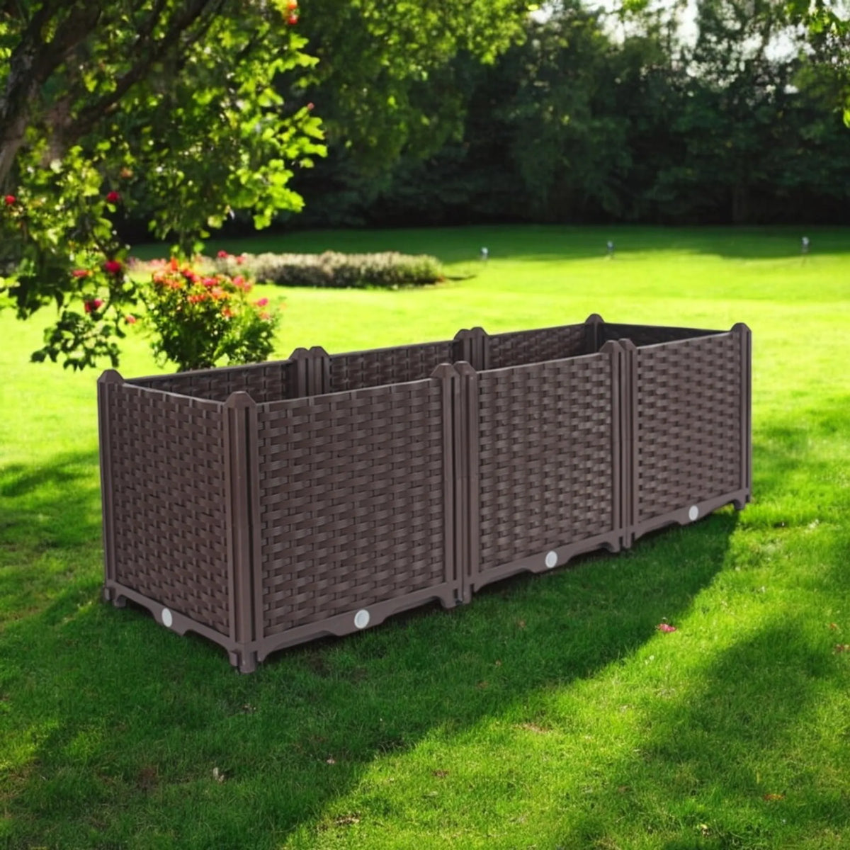 Dark Heavy Duty Plastic Rectangular Self Watering Planter Box