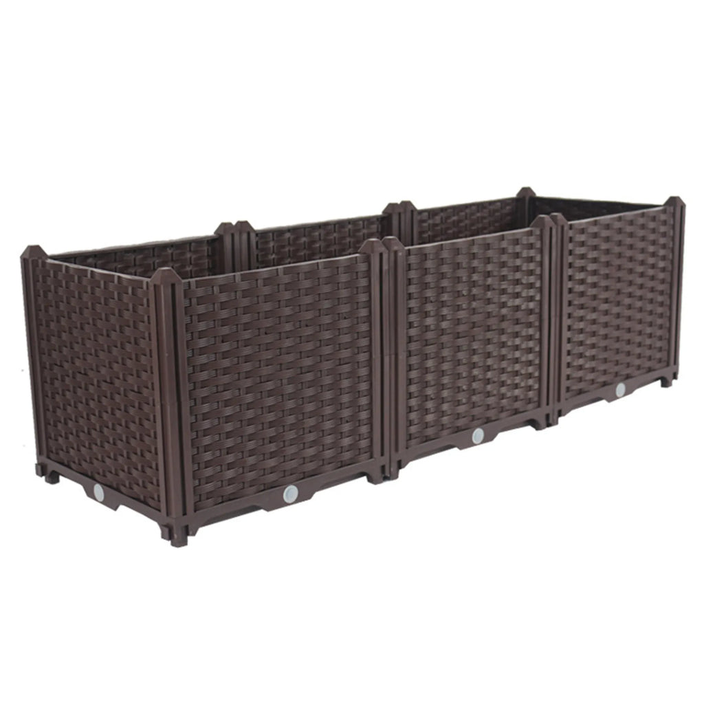 Dark Heavy Duty Plastic Rectangular Self Watering Planter Box