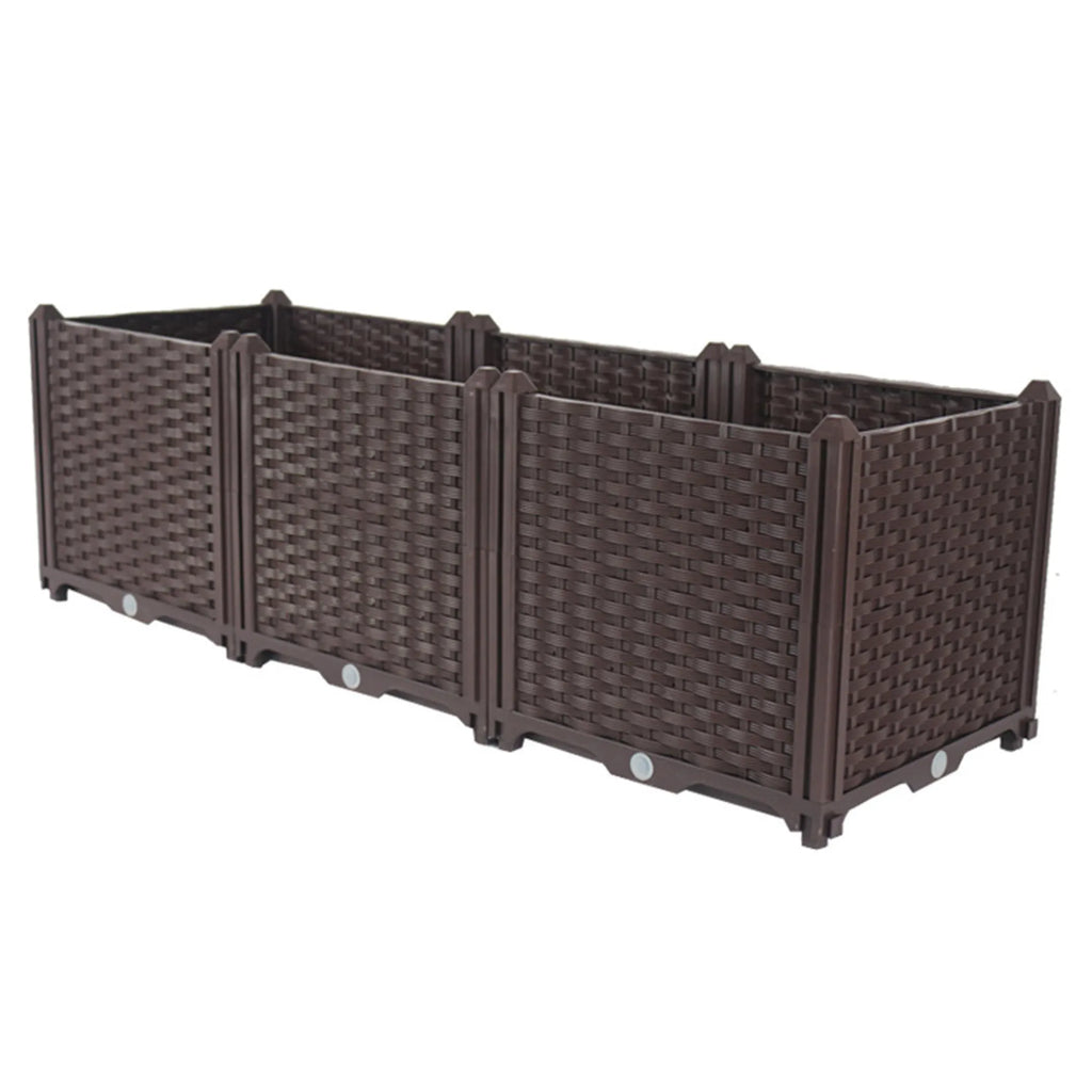 Dark Heavy Duty Plastic Rectangular Self Watering Planter Box