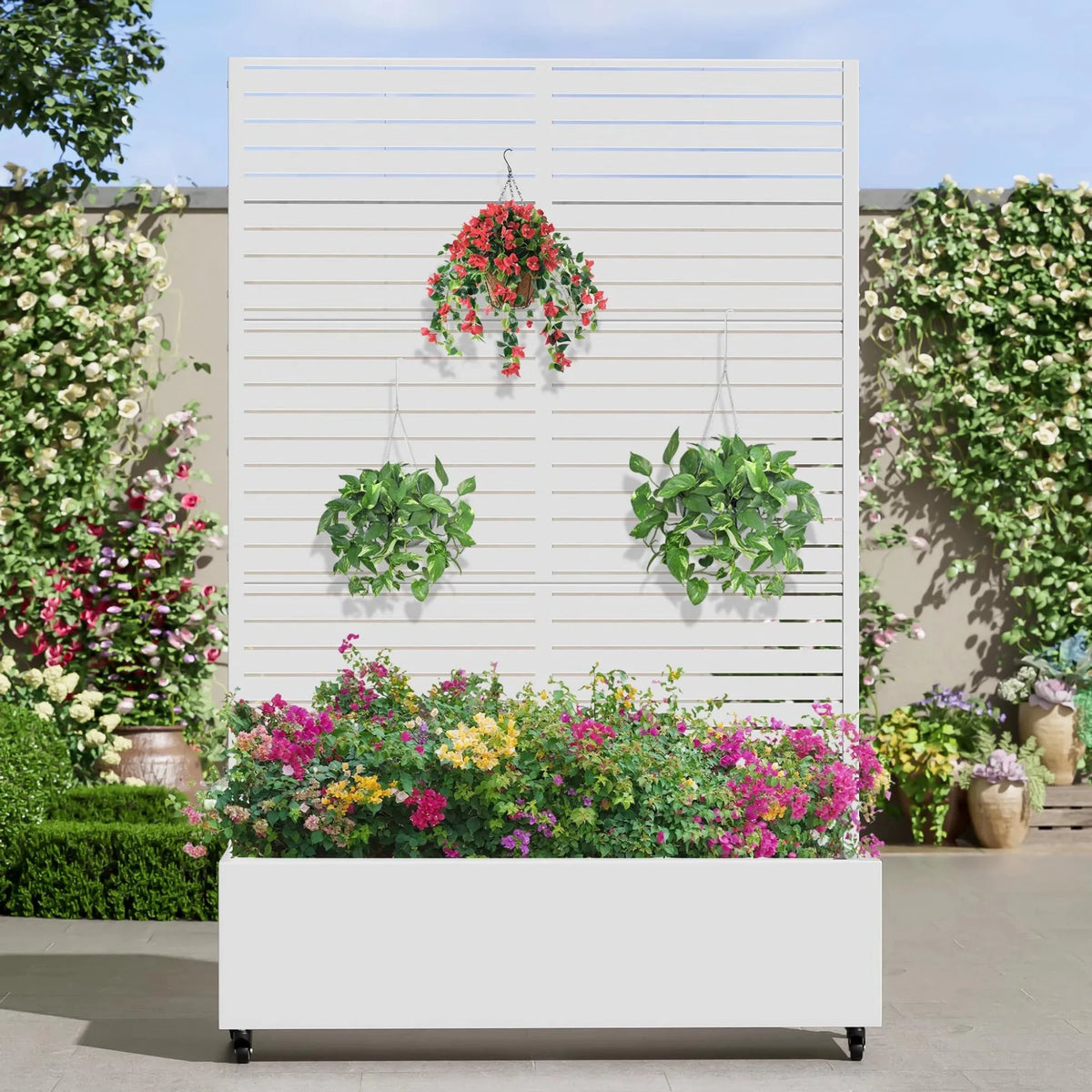 72" X 47" White Metal Rectangular Planter Box - Garden Gets
