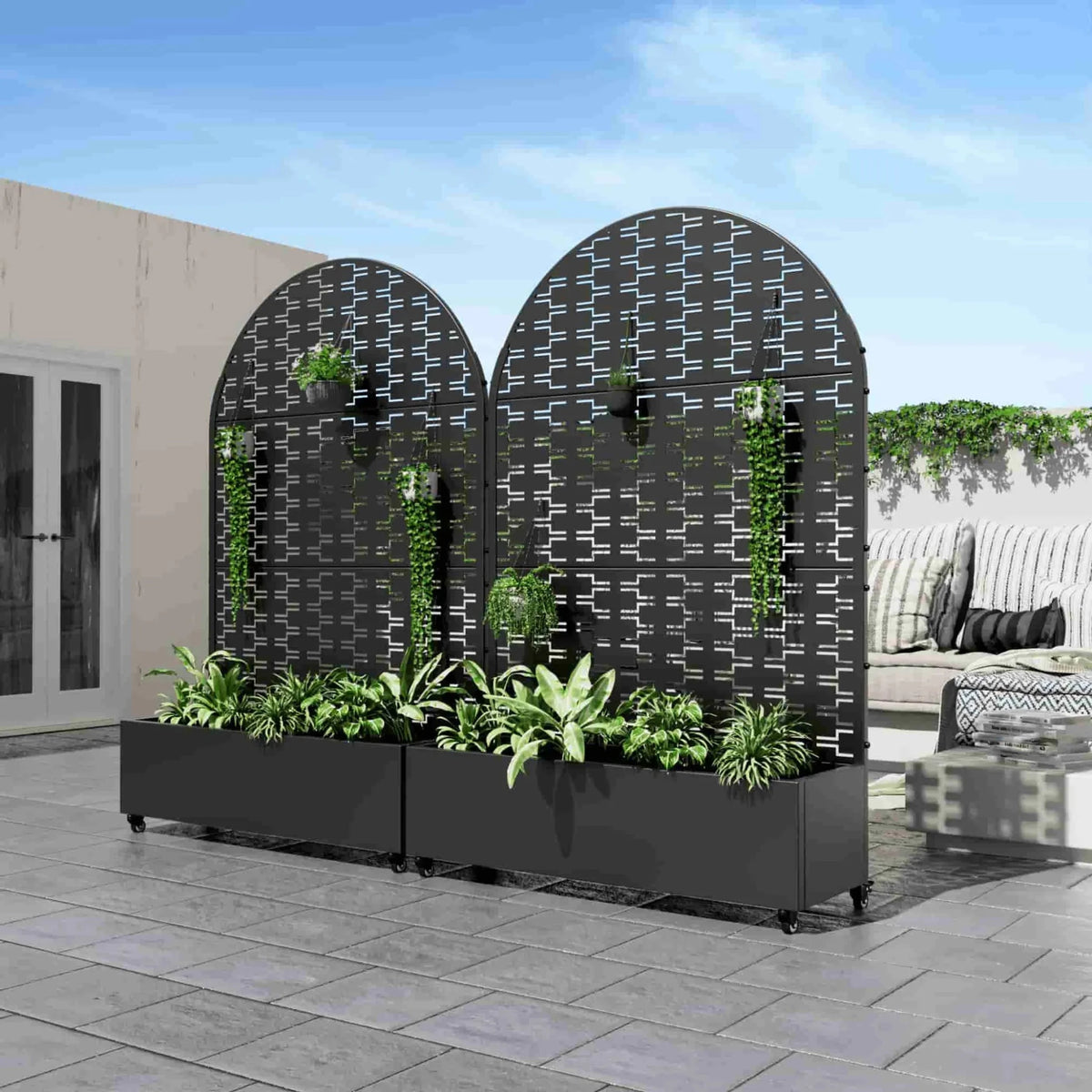 72" X 47" Black Metal Rectangular Planter Box - Garden Gets