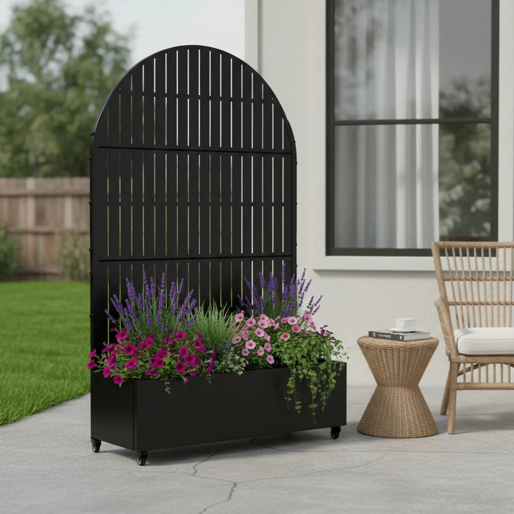 47" Black Metal Indoor Outdoor Rectangular Planter Box - Garden Gets