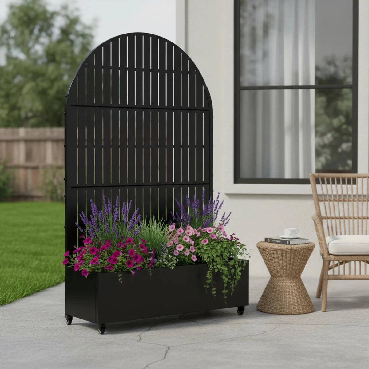 47" Black Metal Indoor Outdoor Rectangular Planter Box - Garden Gets