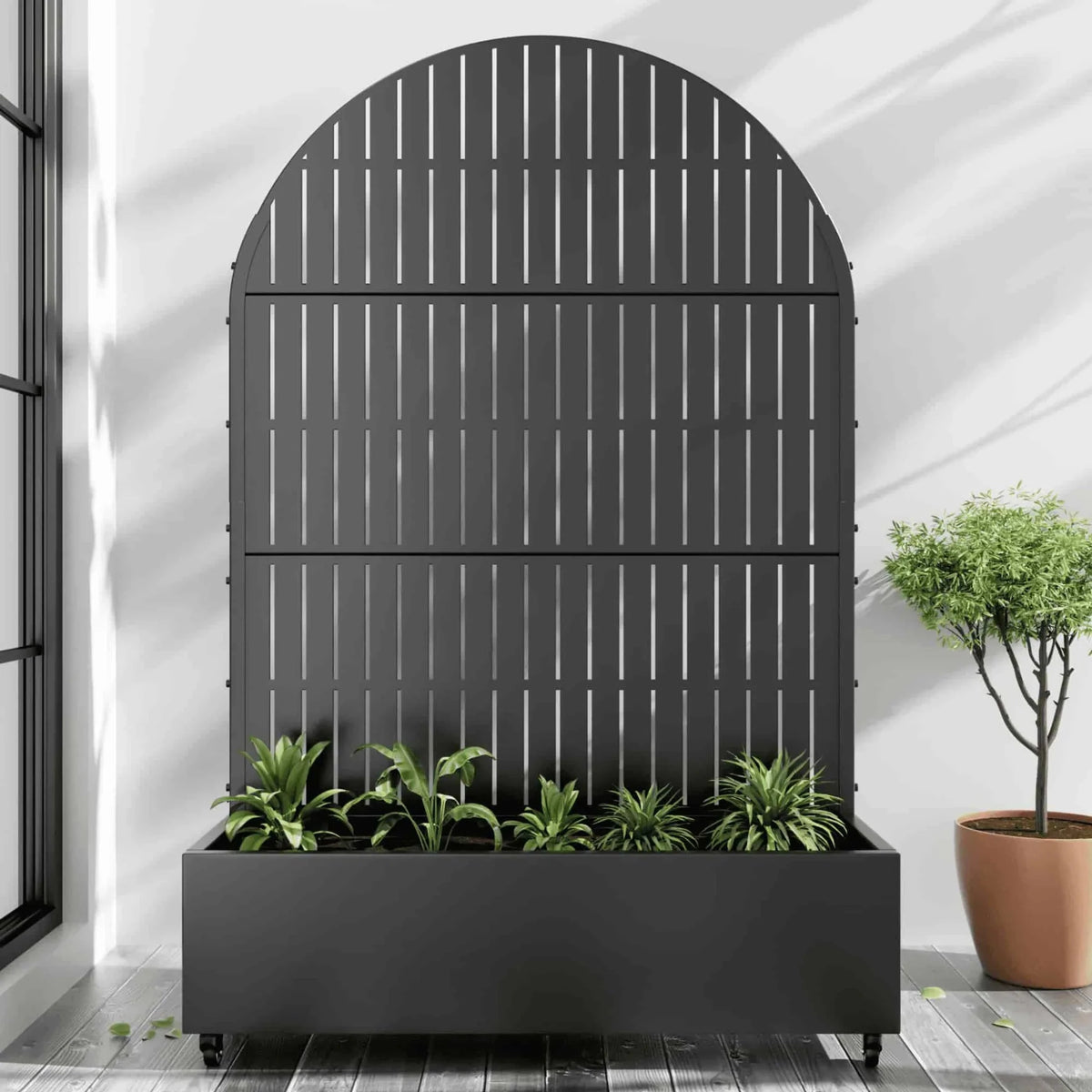 47" Black Metal Indoor Outdoor Rectangular Planter Box - Garden Gets