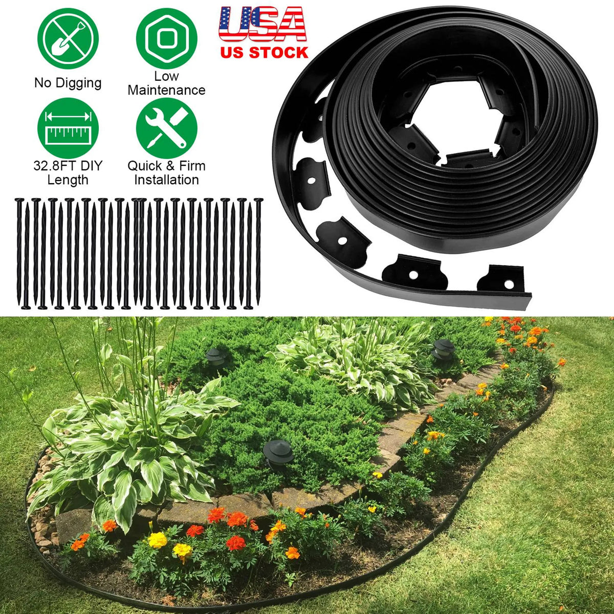 Non-Digging Plastic Garden Edging Kit