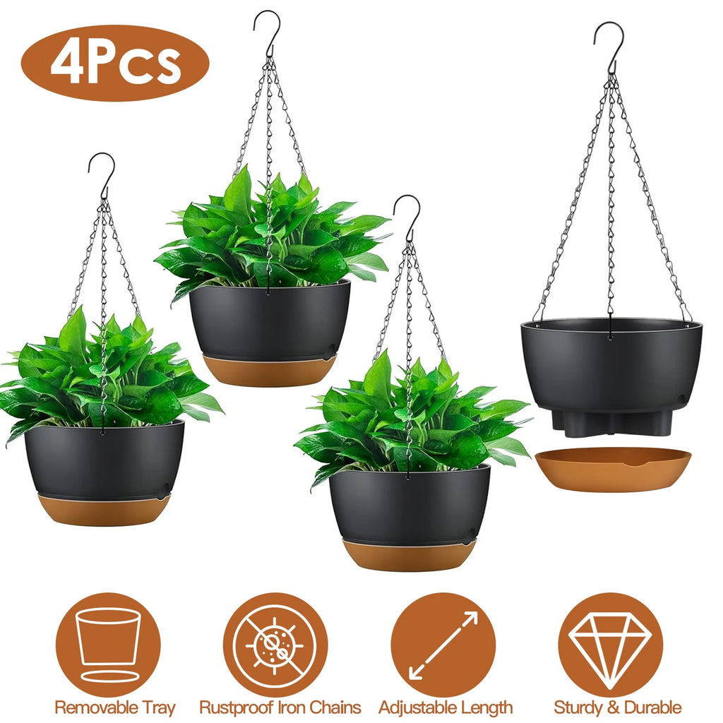 4Pcs 9.64In Diameter Hanging Planter