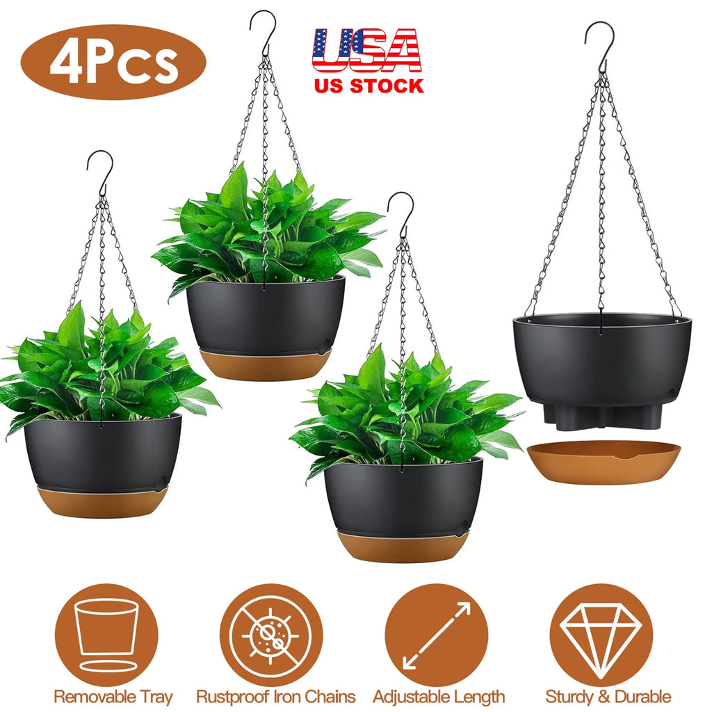 4Pcs 9.64In Diameter Hanging Planter