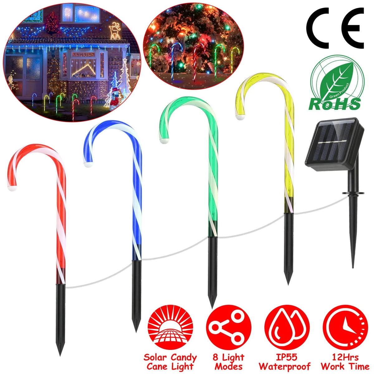 Solar Christmas Candy Cane Light - Garden Gets