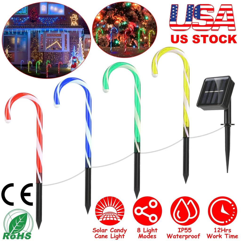 Solar Christmas Candy Cane Light - Garden Gets