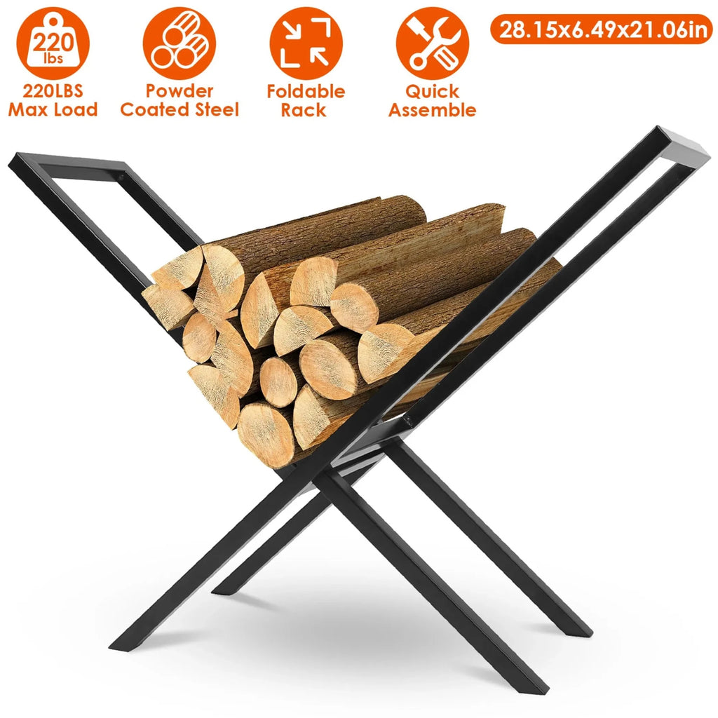 Firewood Log Rack 220LBS Steel Wood Lumber - Garden Gets