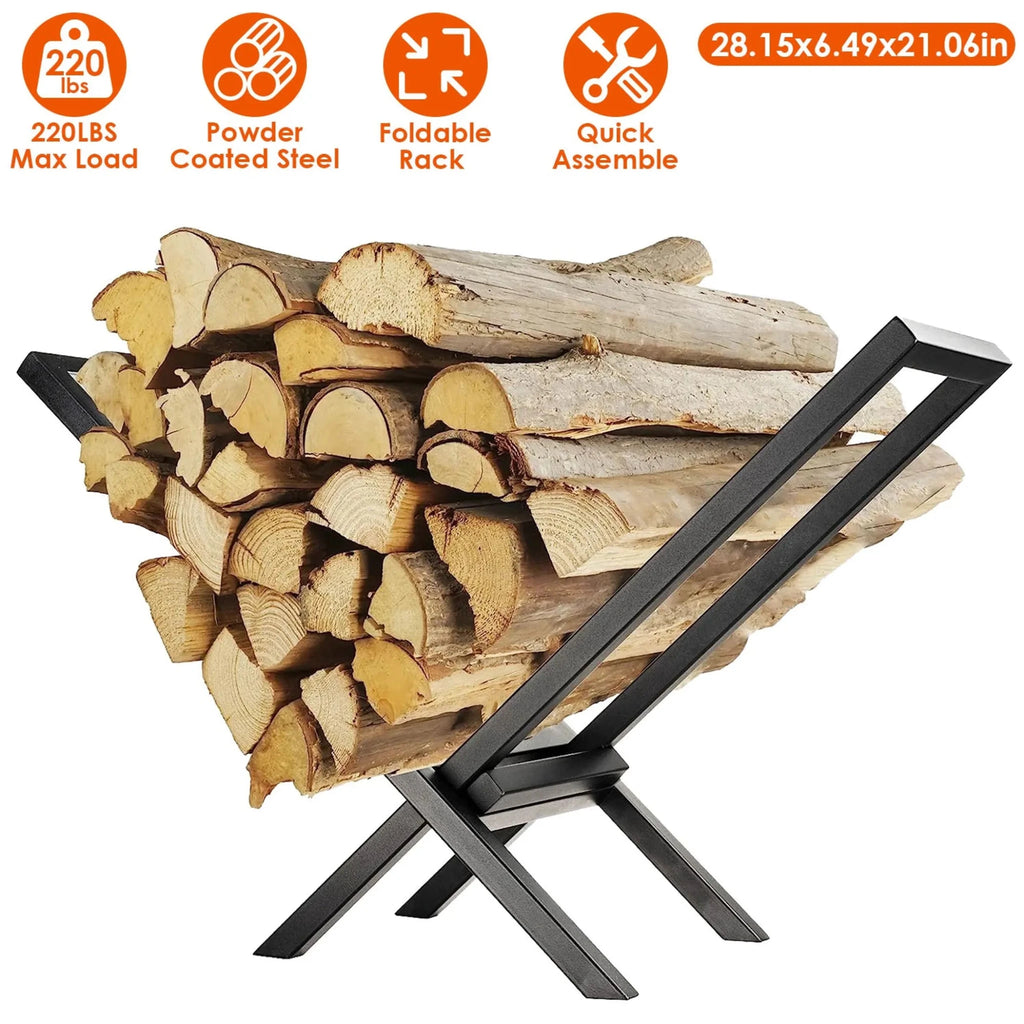 Firewood Log Rack 220LBS Steel Wood Lumber - Garden Gets