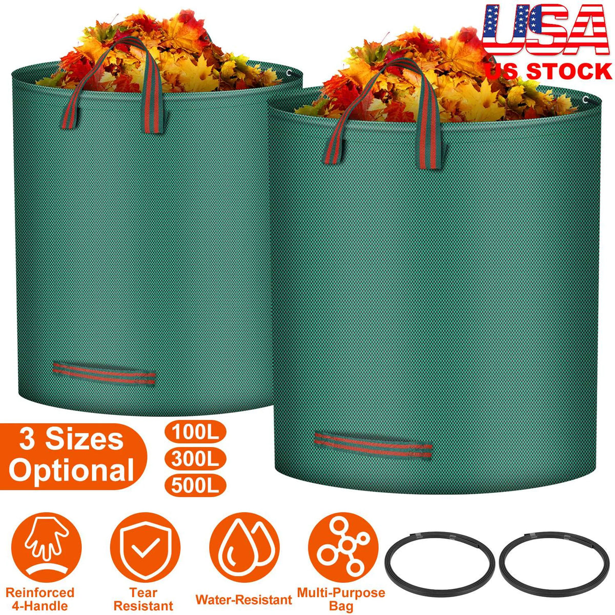 2Pcs 26.42Gallons Round Garden Waste Bags