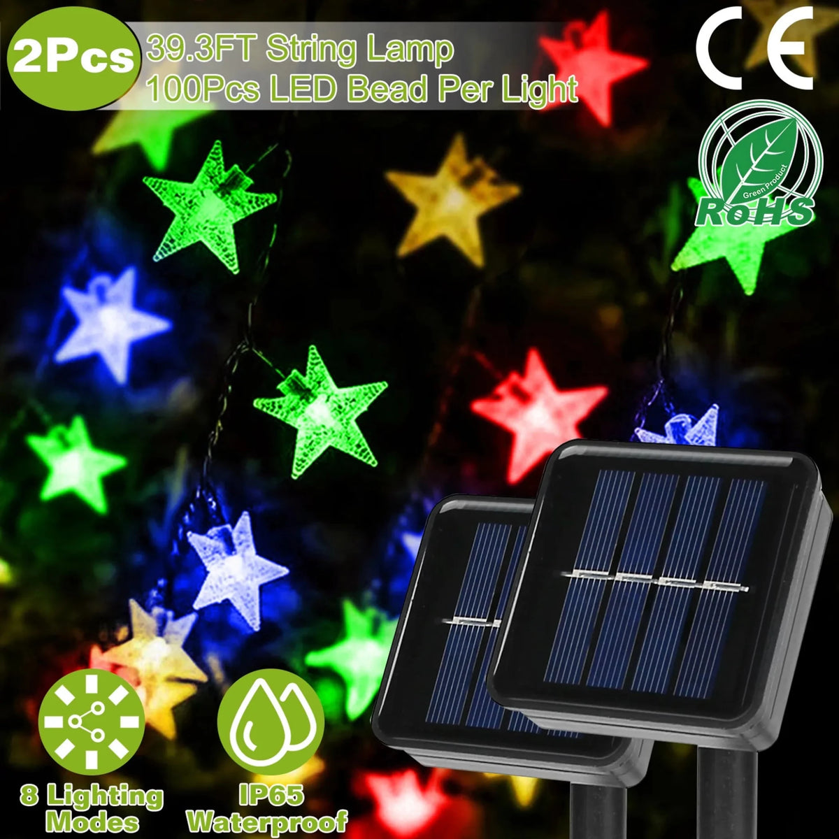 2Pcs Solar Powered String Lights - Garden Gets