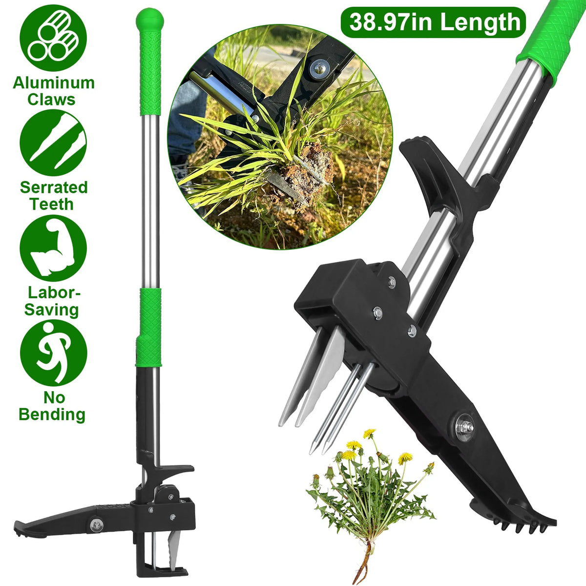 38.97in Aluminum Weed Puller Stand Up Weeder