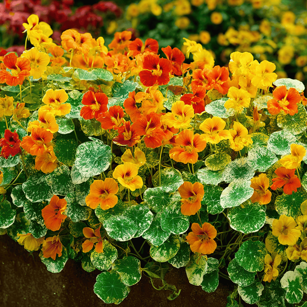 Alaska Mix Nasturtium – 25 Seeds - Garden Gets