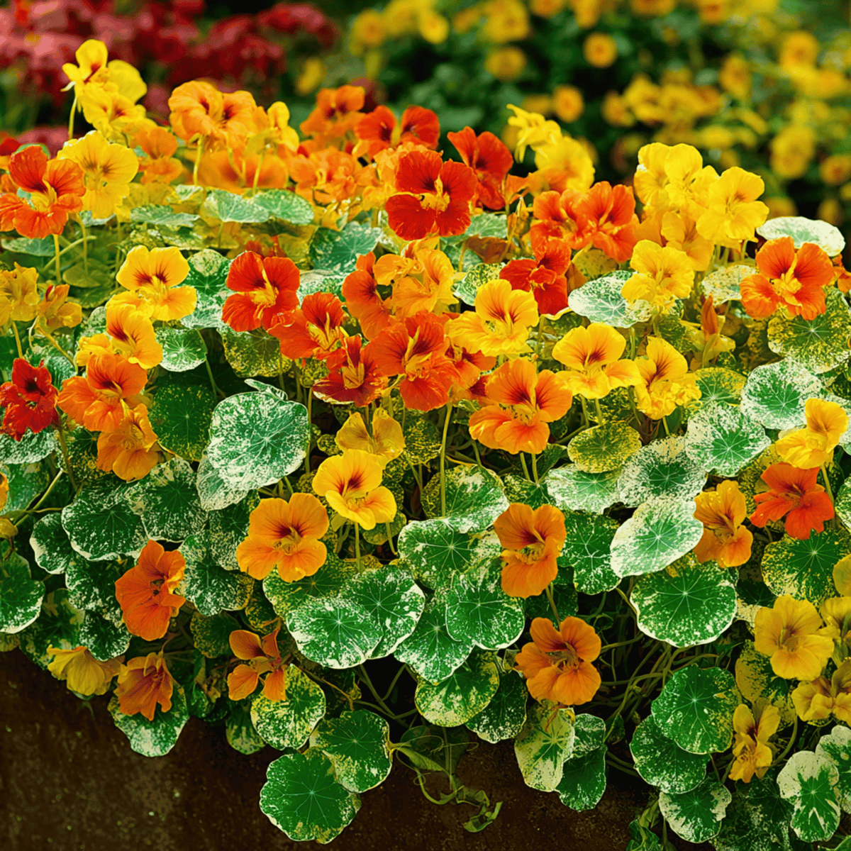 Alaska Mix Nasturtium – 25 Seeds - Garden Gets