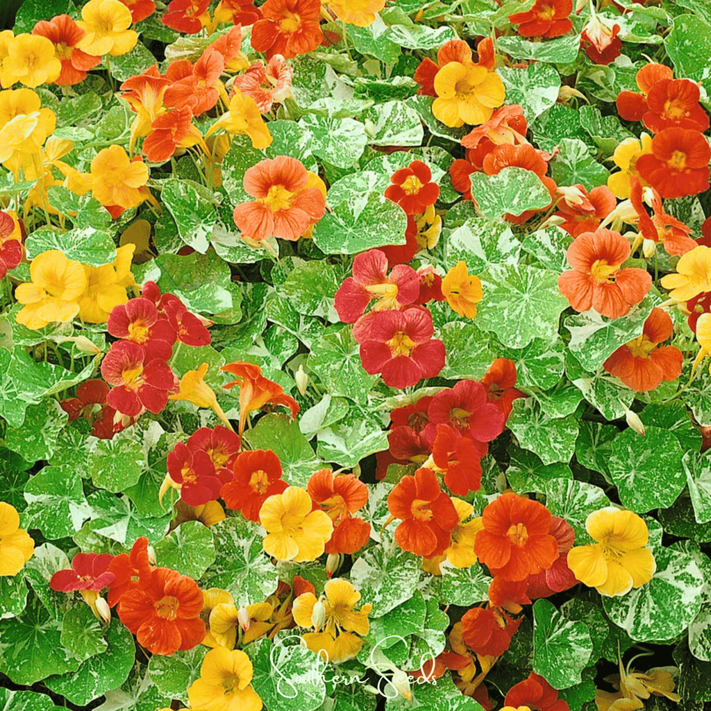 Alaska Mix Nasturtium – 25 Seeds - Garden Gets